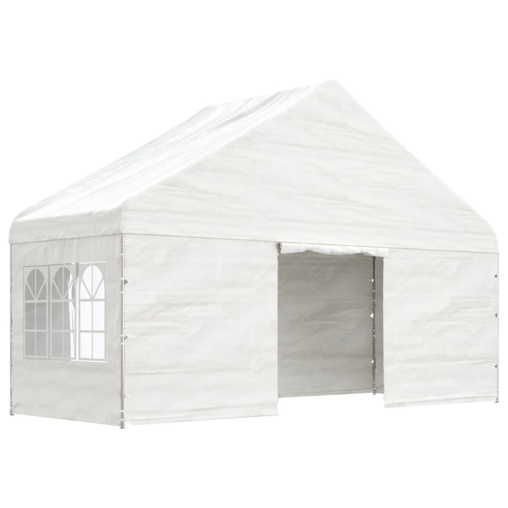 Gazebo con Tetto Bianco 13,38x5,88x3,75 m in Polietilene