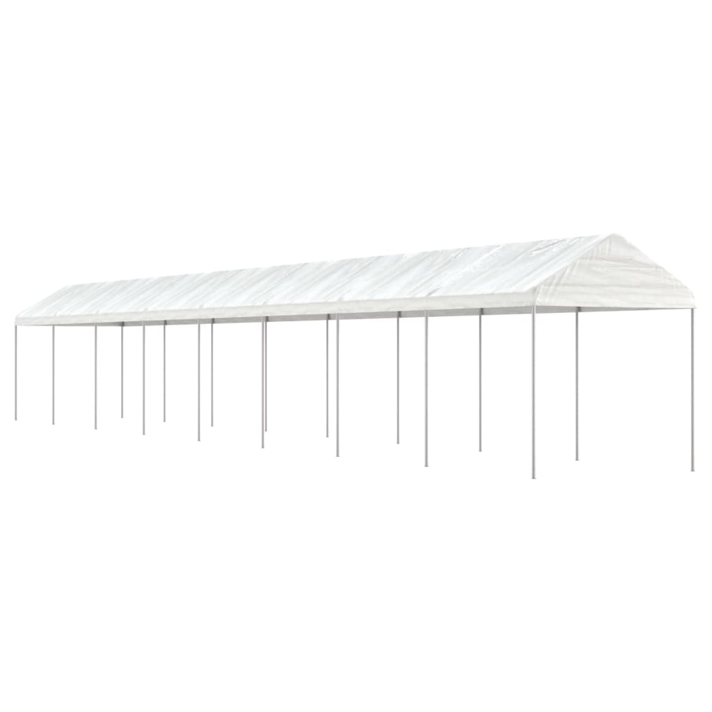 Gazebo con Tetto Bianco 17,84x2,28x2,69 m in Polietilene