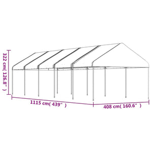 Gazebo con Tetto Bianco 11,15x4,08x3,22 m in Polietilene