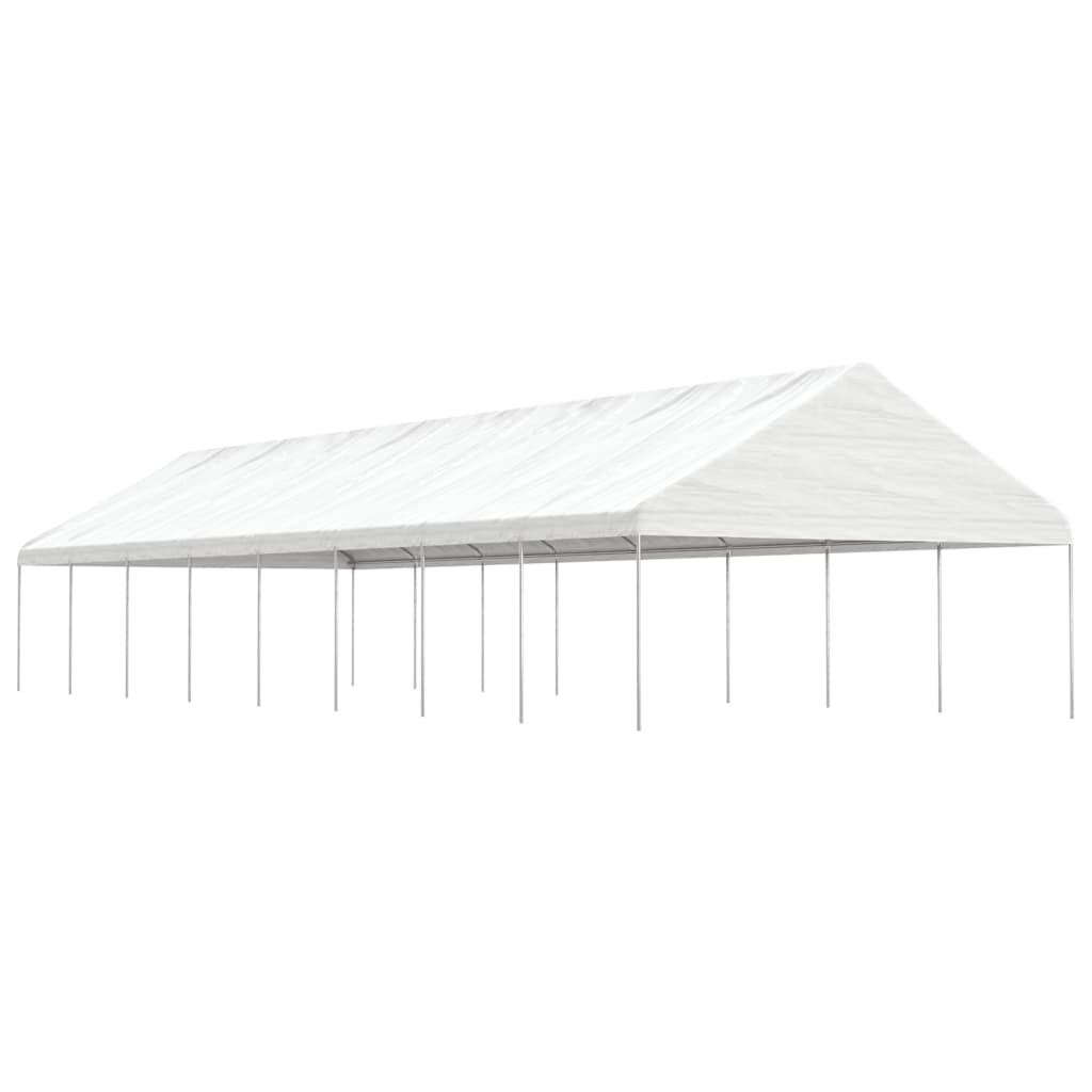 Gazebo con Tetto Bianco 17,84x5,88x3,75 m in Polietilene