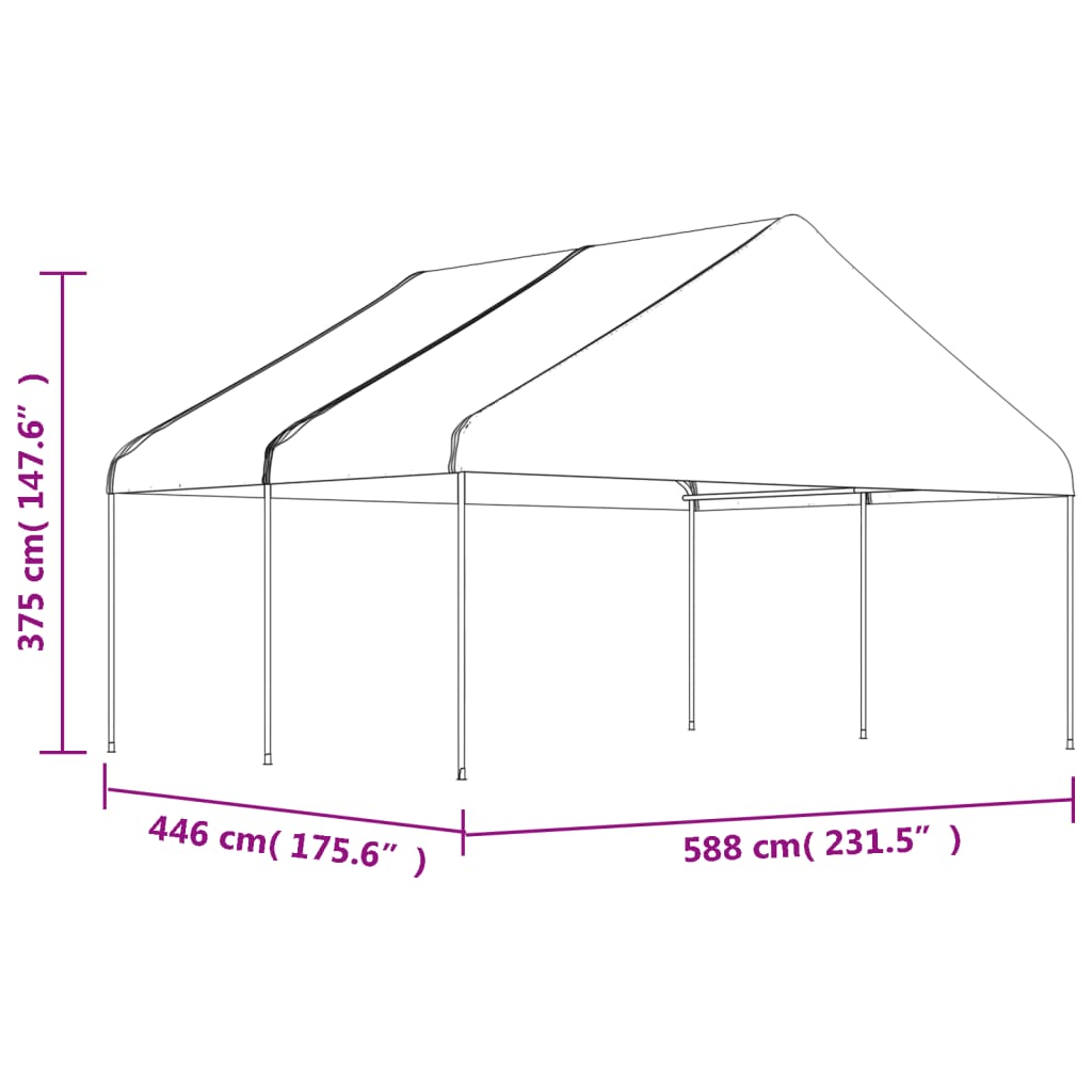 Gazebo con Tetto Bianco 4,46x5,88x3,75 m in Polietilene