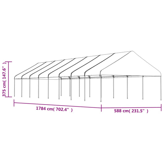 Gazebo con Tetto Bianco 17,84x5,88x3,75 m in Polietilene