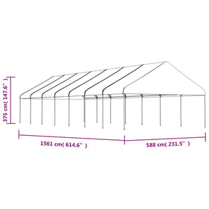 Gazebo con Tetto Bianco 15,61x5,88x3,75 m in Polietilene