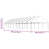 Gazebo con Tetto Bianco 20,07x5,88x3,75 m in Polietilene