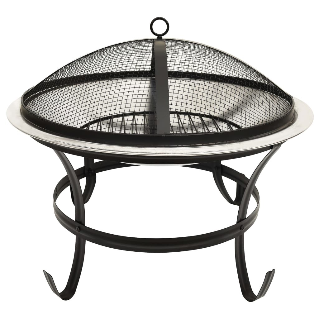 Braciere e Barbecue 2in1 e Attizzatoio 56x56x49 cm Acciaio Inox