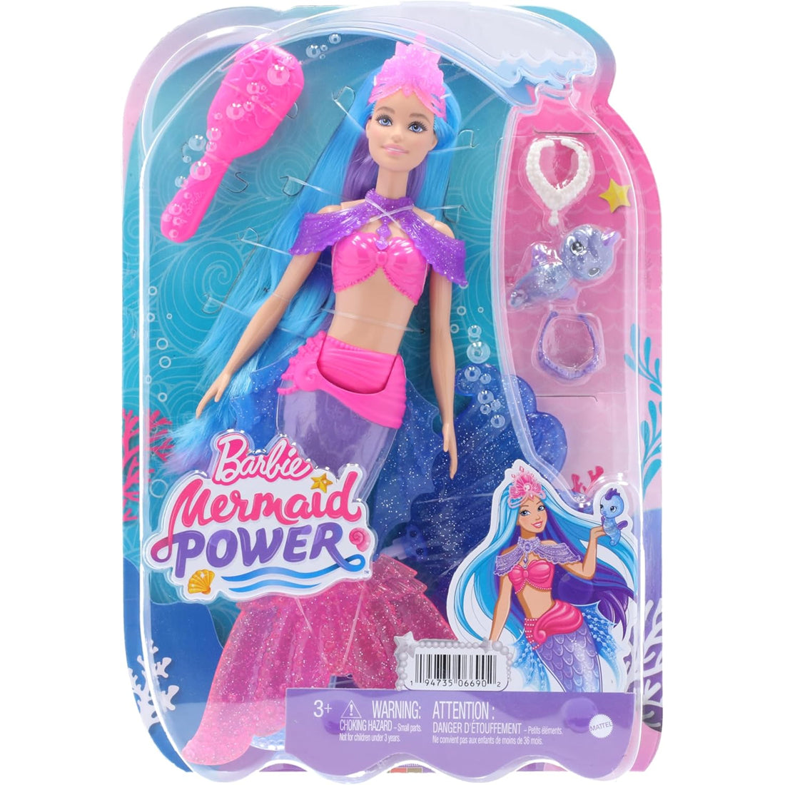 Barbie Sirene Malibu Roberts Bambola Sirena con Cucciolo Pinne Intercambiabili