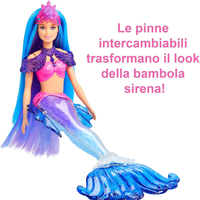 Barbie Sirene Malibu Roberts Bambola Sirena con Cucciolo Pinne Intercambiabili