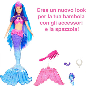 Barbie Sirene Malibu Roberts Bambola Sirena con Cucciolo Pinne Intercambiabili