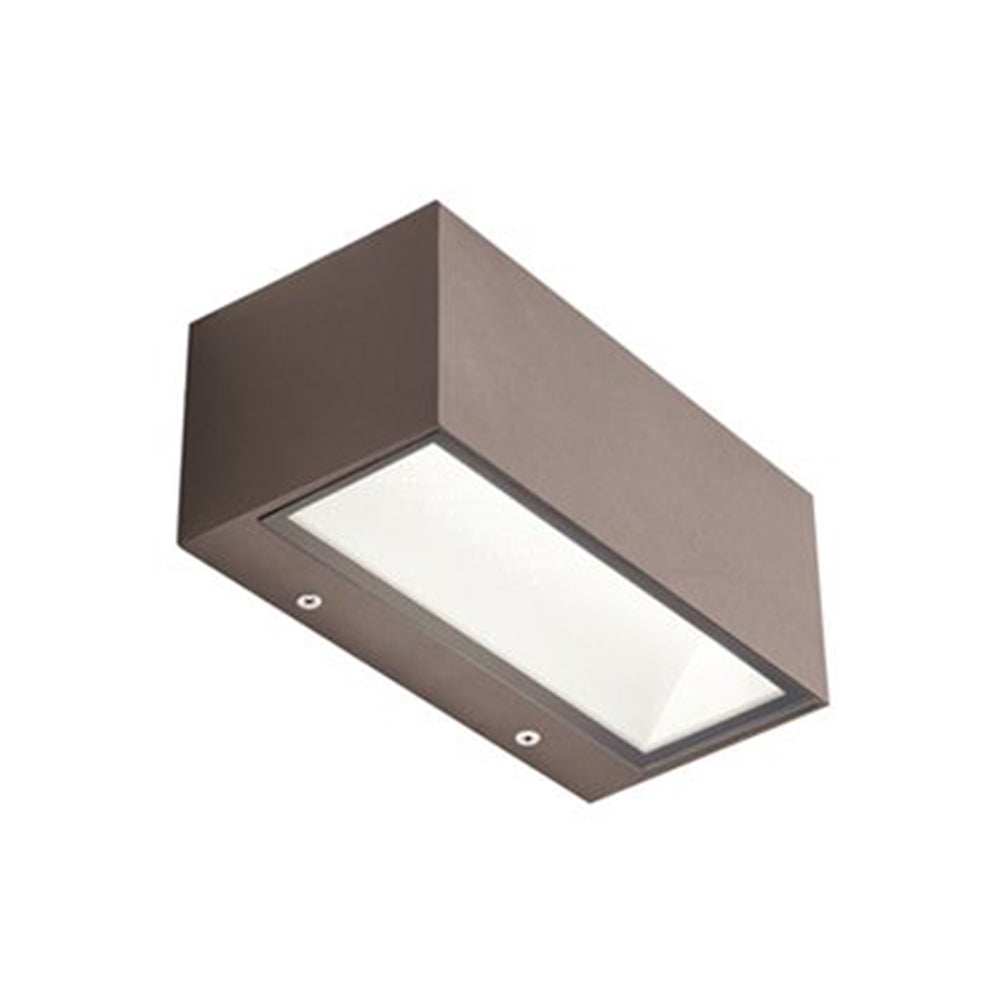 Applique Da Esterno Media Biemissione Box Alluminio Caffè 12W Led 3000K