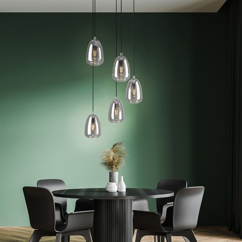 Lampadario Contemporaneo Alobrase 5 Luci Metallo Cromo