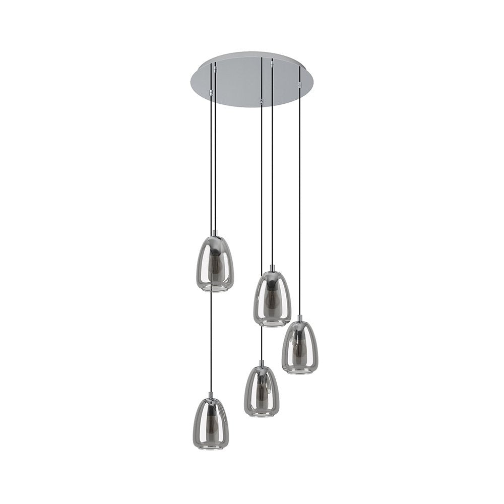 Lampadario Contemporaneo Alobrase 5 Luci Metallo Cromo