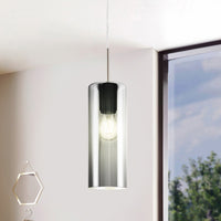 Lampadario Industrial Selvino 1 Luce Acciaio Grigio Opaco Diffusore Nero