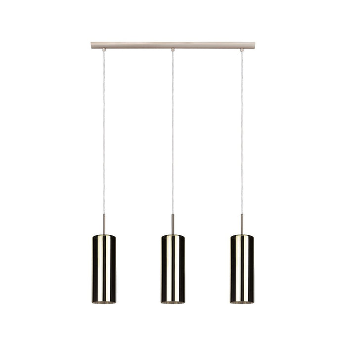 Lampadario Industrial Selvino 3 Luci Acciaio Grigio Opaco Diffusore Oro