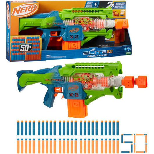 Nerf Elite 2.0 Blaster Lancia Dardi Double Punch 50 Colpi 2 Caricatori Idea Regalo