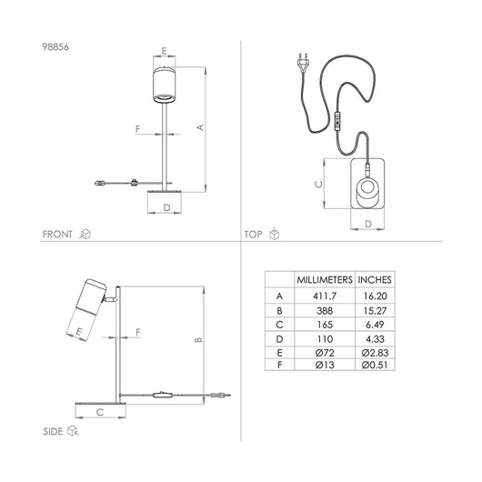 Lampada Da Scrivania Moderna Ceppino 1 Luce Acciaio Bianco