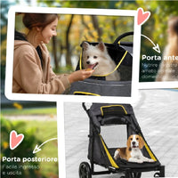 Passeggino Pieghevole Cani Taglia Media Ingressi a Cerniera Finestra 112x65x100 cm