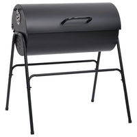 Barbecue a Barile 2 Griglie di Cottura Nero 80x95x90 cm Acciaio