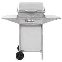 Barbecue a Gas con Griglia 2 Fornelli Argento Acciaio Inox