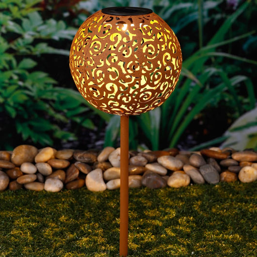 Lampada Solare a LED per Esterni a Sfera 18 cm in Metallo Marrone