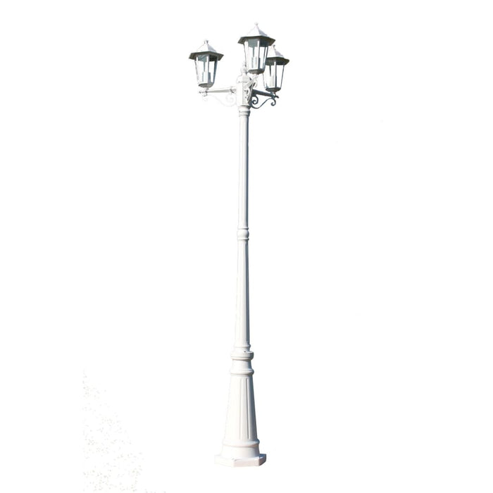 Lampione da Giardino a 3 Bracci 215 cm in Alluminio Bianco