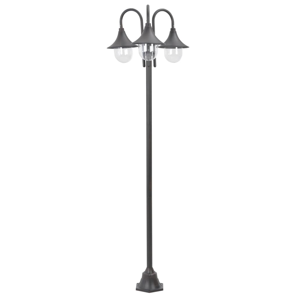 Lampione da Giardino E27 220 cm Alluminio 3 Lampade Bronzo