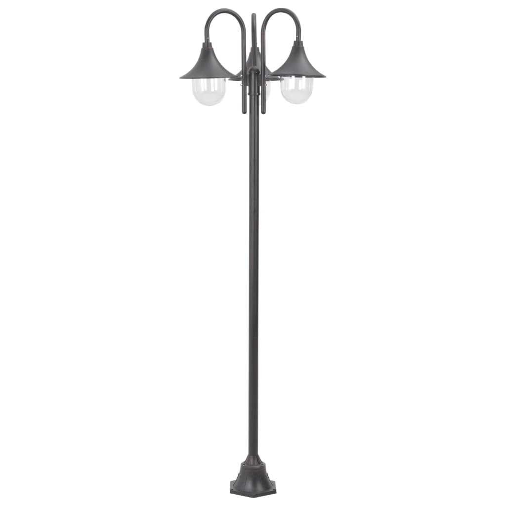 Lampione da Giardino E27 220 cm Alluminio 3 Lampade Bronzo