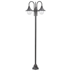 Lampione da Giardino E27 220 cm Alluminio 3 Lampade Bronzo