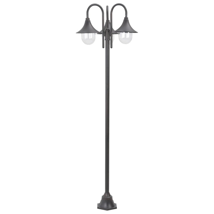 Lampione da Giardino E27 220 cm Alluminio 3 Lampade Bronzo