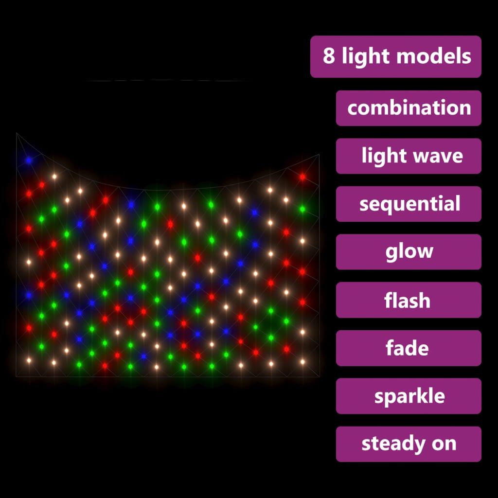 Luci di Natale Rete Colorate 3x2m 204 LED Interni Esterni