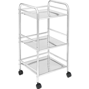 Carrello Multiuso in Metallo Verniciato Silver Bagno Cucina Parrucchiere Estetista