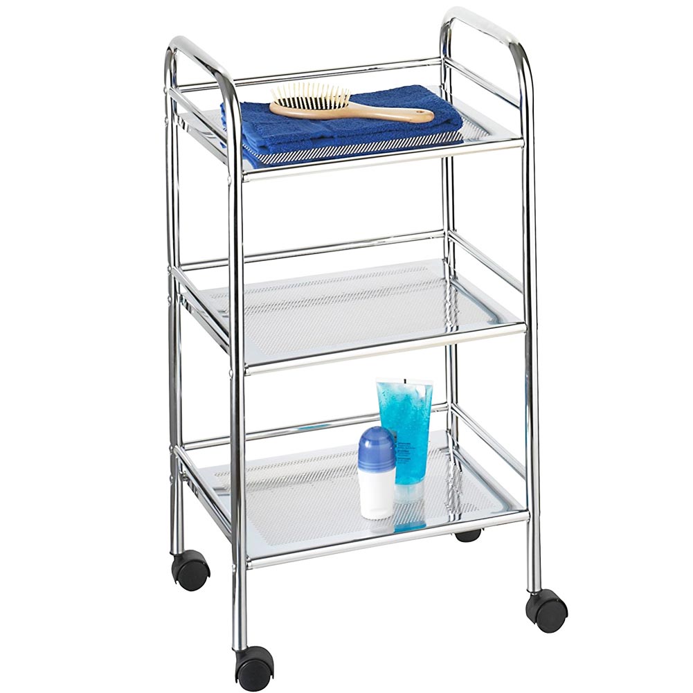 Carrello Multiuso in Metallo Verniciato Silver Bagno Cucina Parrucchiere Estetista