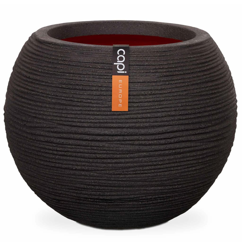 Vaso a Sfera Nature Rib 40x32 cm Nero KBLR270