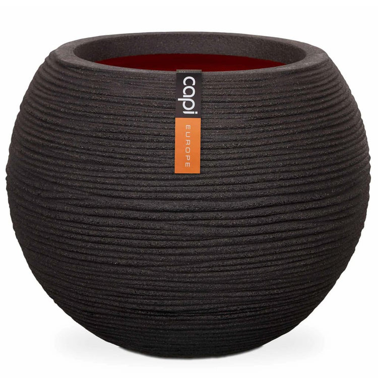 Vaso a Sfera Nature Rib 40x32 cm Nero KBLR270