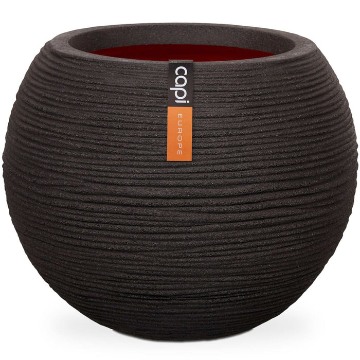 Vaso a Sfera Nature Rib 62x48 cm Nero KBLR271