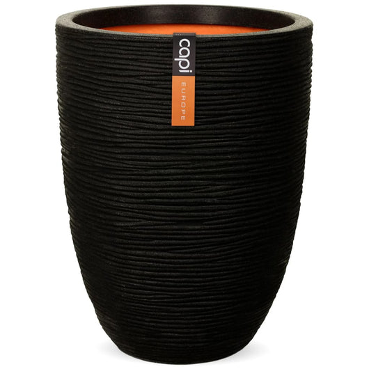 Vaso Nature Rib Elegante Basso 36x47 cm Nero KBLR782