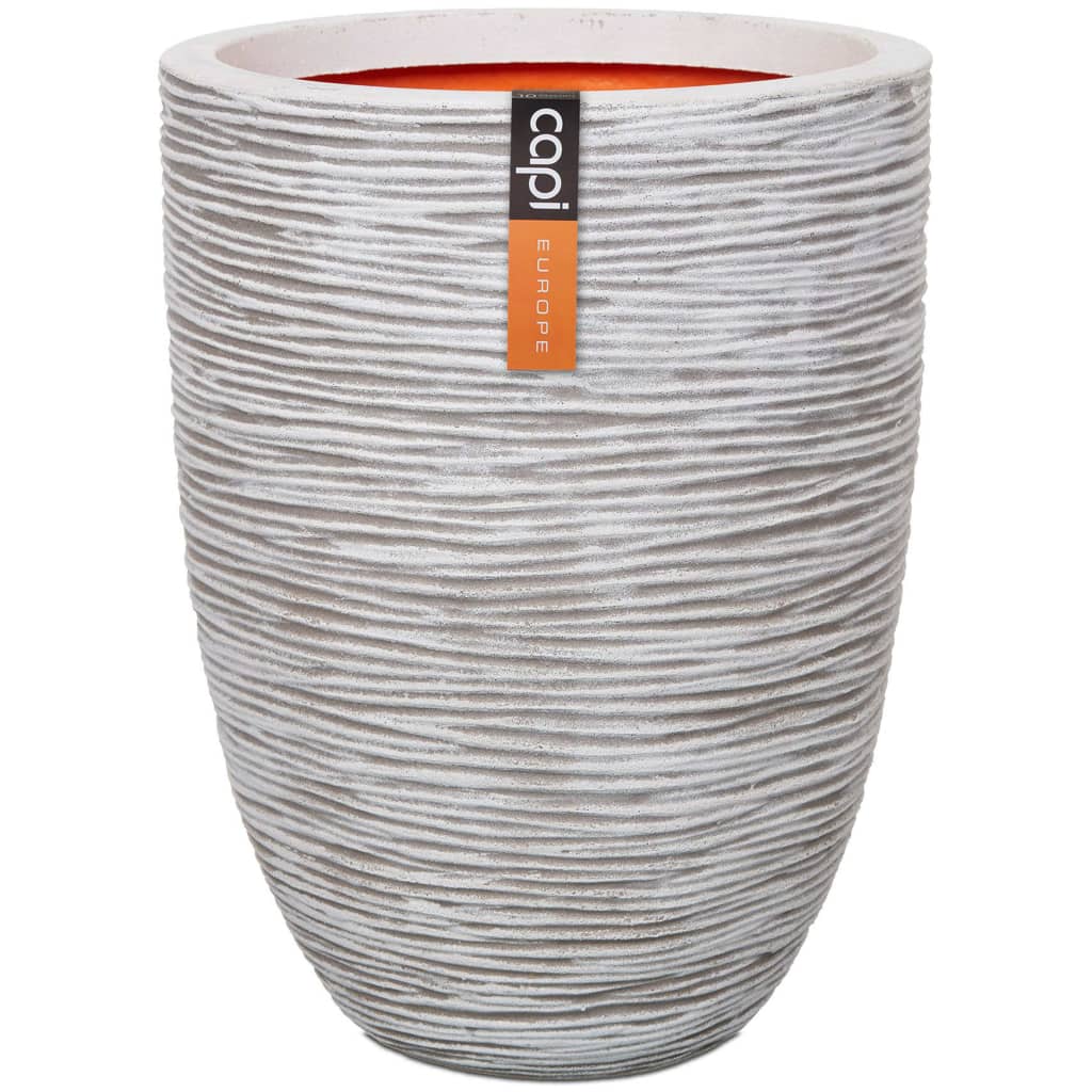 Vaso Nature Rib Elegante Basso 46x58 cm Avorio KOFI783