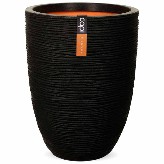 Vaso Nature Rib Elegante Basso 46x58 cm Nero KBLR783