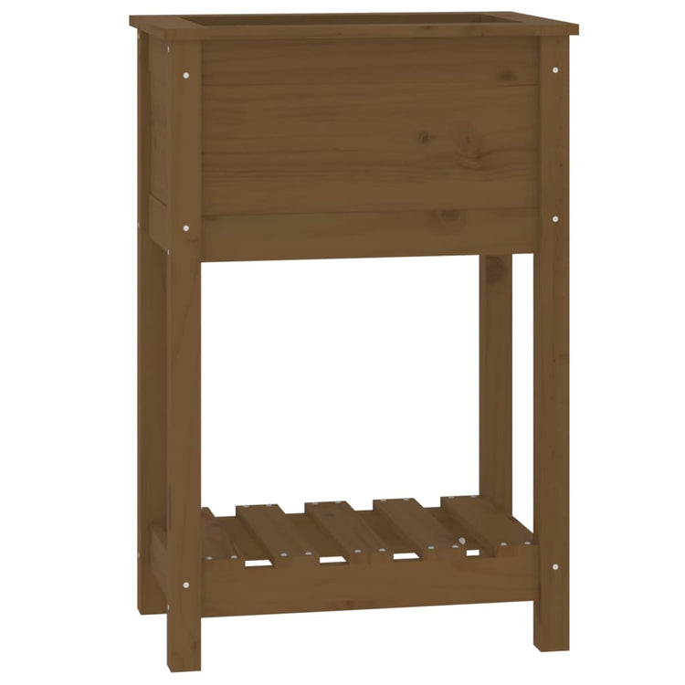 Fioriera con Mensola Miele 54x34,5x81cm Legno Massello di Pino