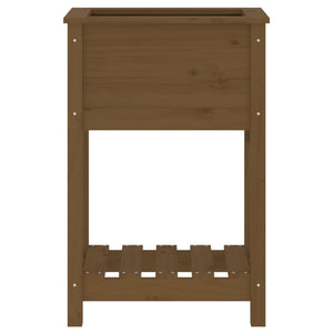 Fioriera con Mensola Miele 54x34,5x81cm Legno Massello di Pino