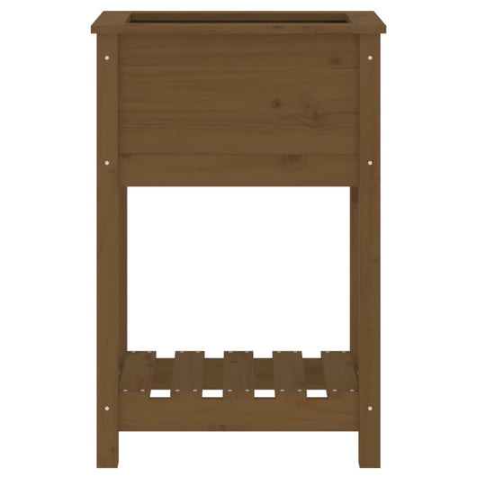 Fioriera con Mensola Miele 54x34,5x81cm Legno Massello di Pino