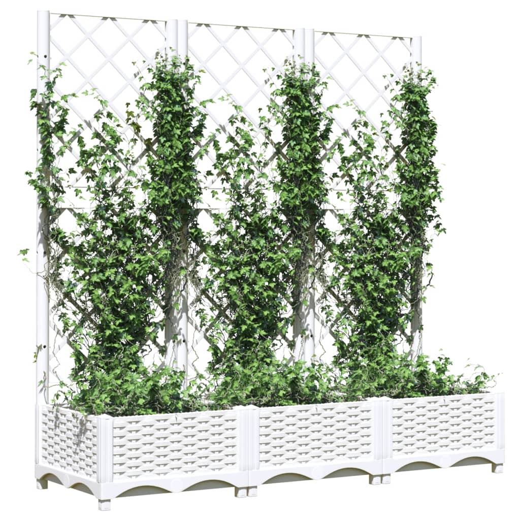 Fioriera da Giardino con Graticcio Bianco 120x40x121,5 cm PP