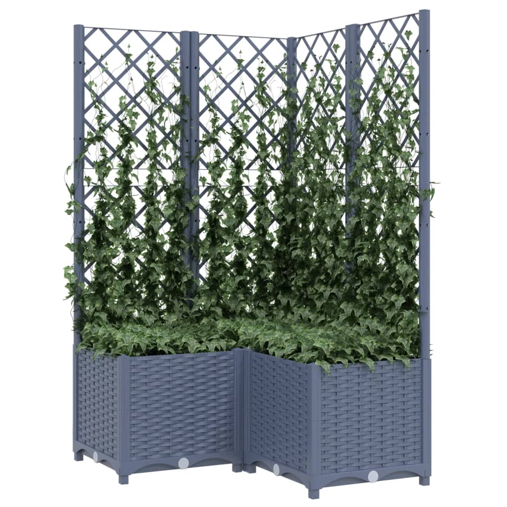 Fioriera da Giardino con Graticcio Grigio Scuro 80x80x136 cm PP