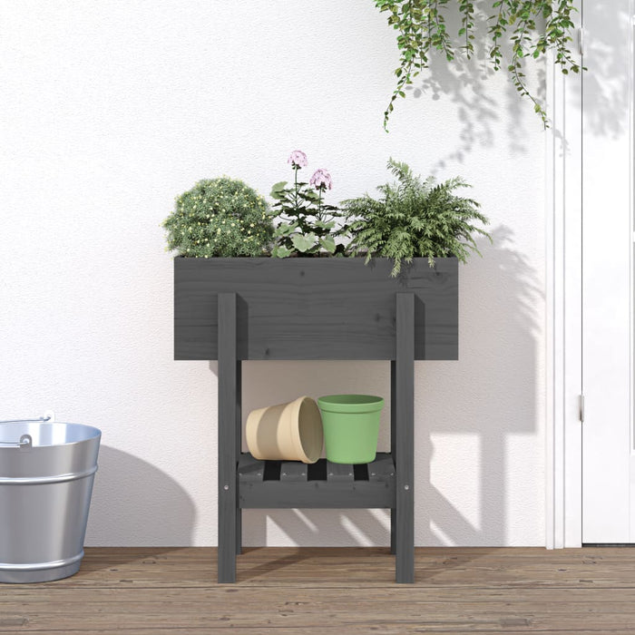 Fioriera da Giardino Grigia 62x30x69 cm Legno Massello di Pino