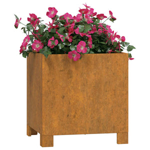 Fioriere con Gambe 2pz Ruggine 32x30x33 cm Acciaio Corten