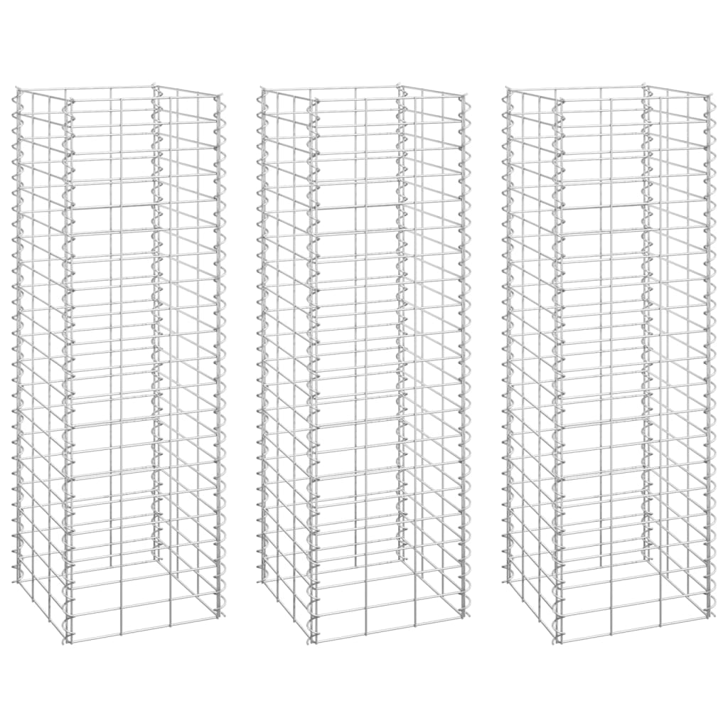 Fioriere Rialzate a Gabbione 3 pz 30x30x100 cm in Ferro