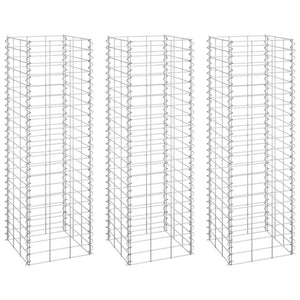 Fioriere Rialzate a Gabbione 3 pz 30x30x100 cm in Ferro