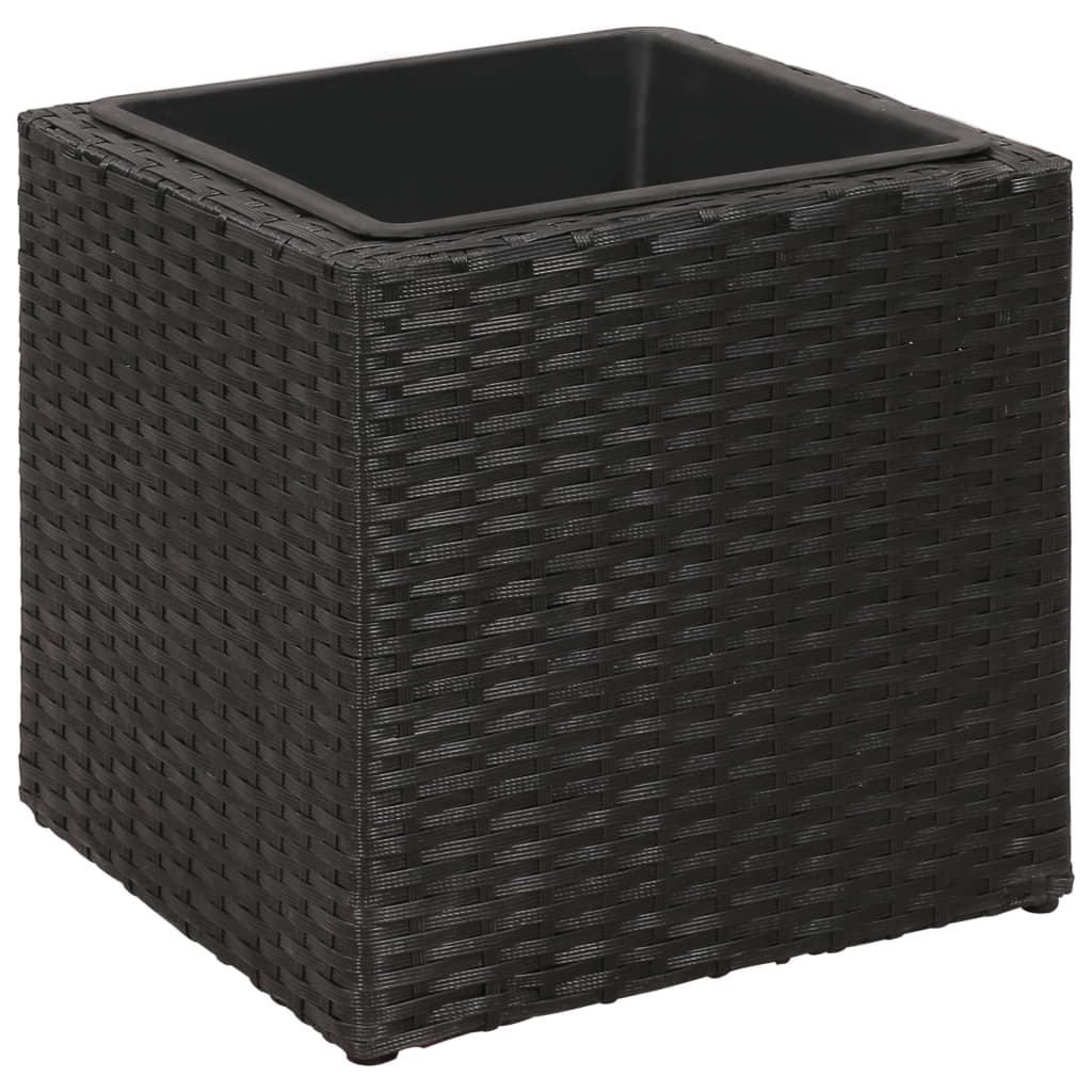 Vasi Rialzati da Giardino 3 pz in Polyrattan Nero