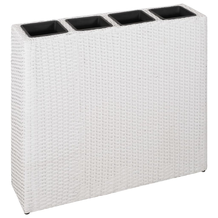 Vasi Rialzati da Giardino con 4 Vasi 2 pz in Polyrattan Bianco