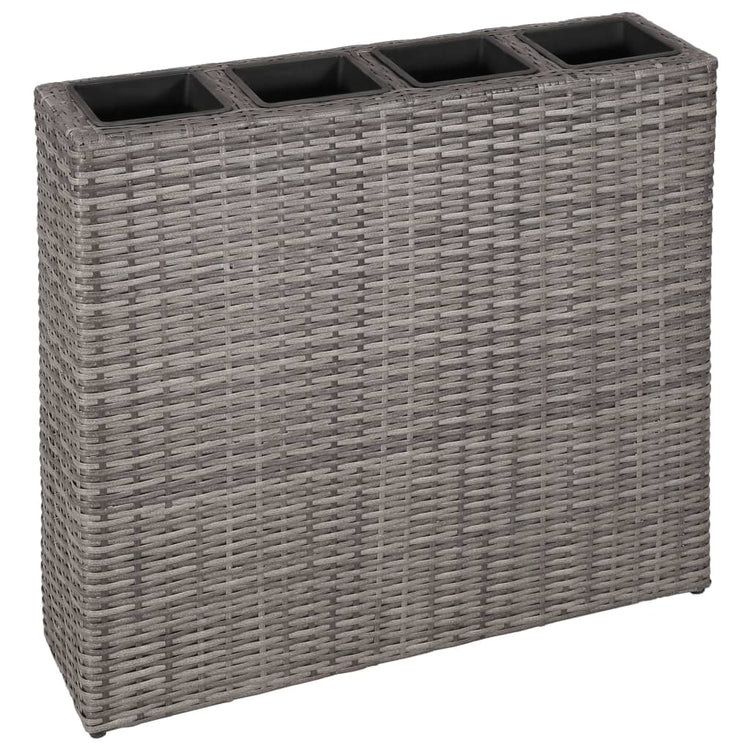 Vasi Rialzati da Giardino con 4 Vasi 2 pz in Polyrattan Grigio