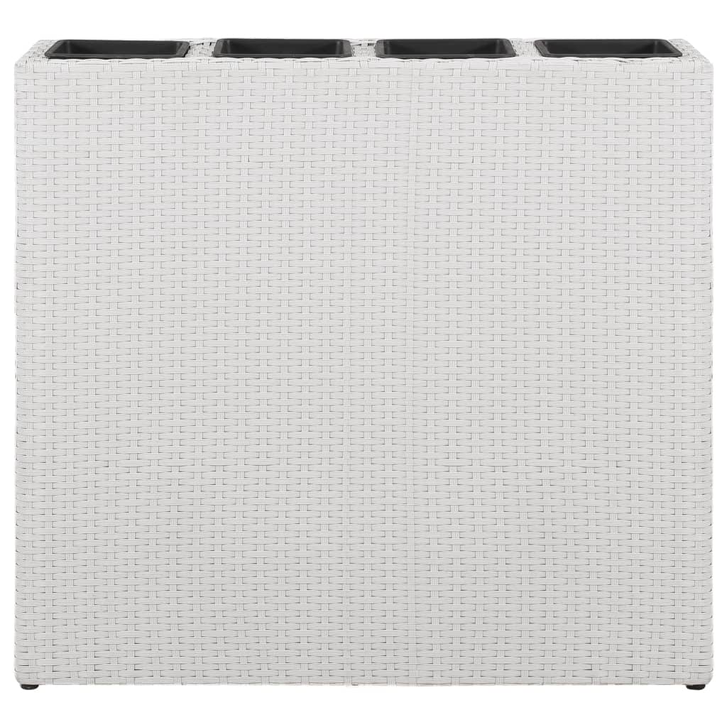 Vasi Rialzati da Giardino con 4 Vasi 2 pz in Polyrattan Bianco